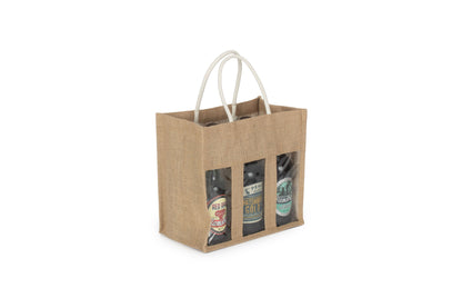 SIX BEER BOTTLE JUTE BAG