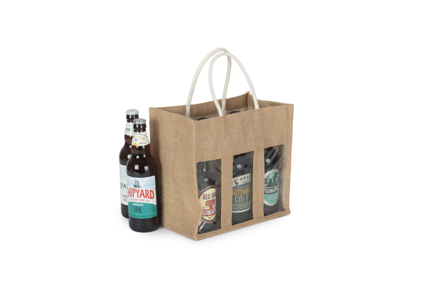 SIX BEER BOTTLE JUTE BAG