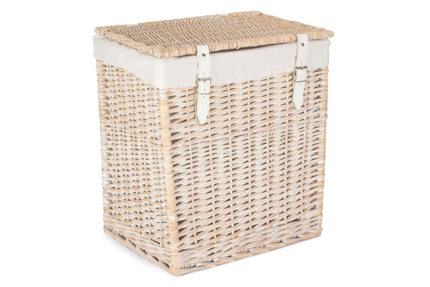 SIZE 1 - BOUTIQUE WHITE WASH STORAGE LAUNDRY HAMPER with LINING