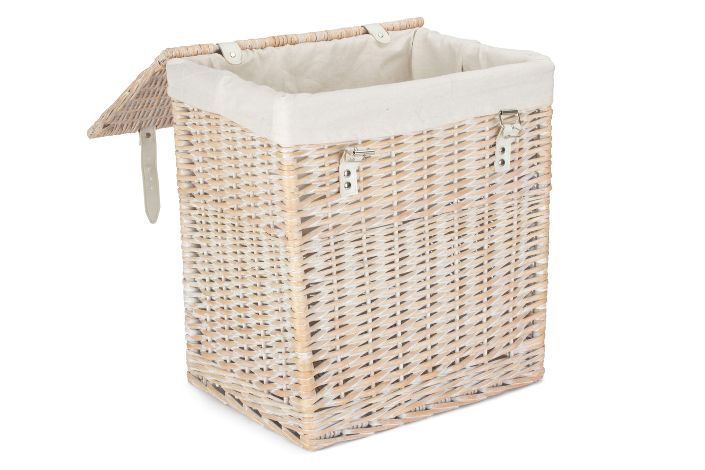 SIZE 1 - BOUTIQUE WHITE WASH STORAGE LAUNDRY HAMPER with LINING