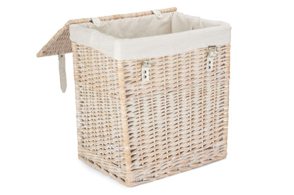 SIZE 1 - BOUTIQUE WHITE WASH STORAGE LAUNDRY HAMPER with LINING
