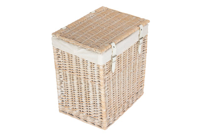 SIZE 1 - BOUTIQUE WHITE WASH STORAGE LAUNDRY HAMPER with LINING