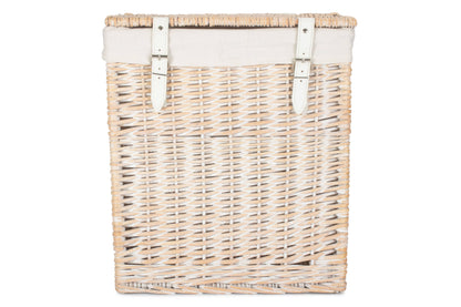 SIZE 1 - BOUTIQUE WHITE WASH STORAGE LAUNDRY HAMPER with LINING