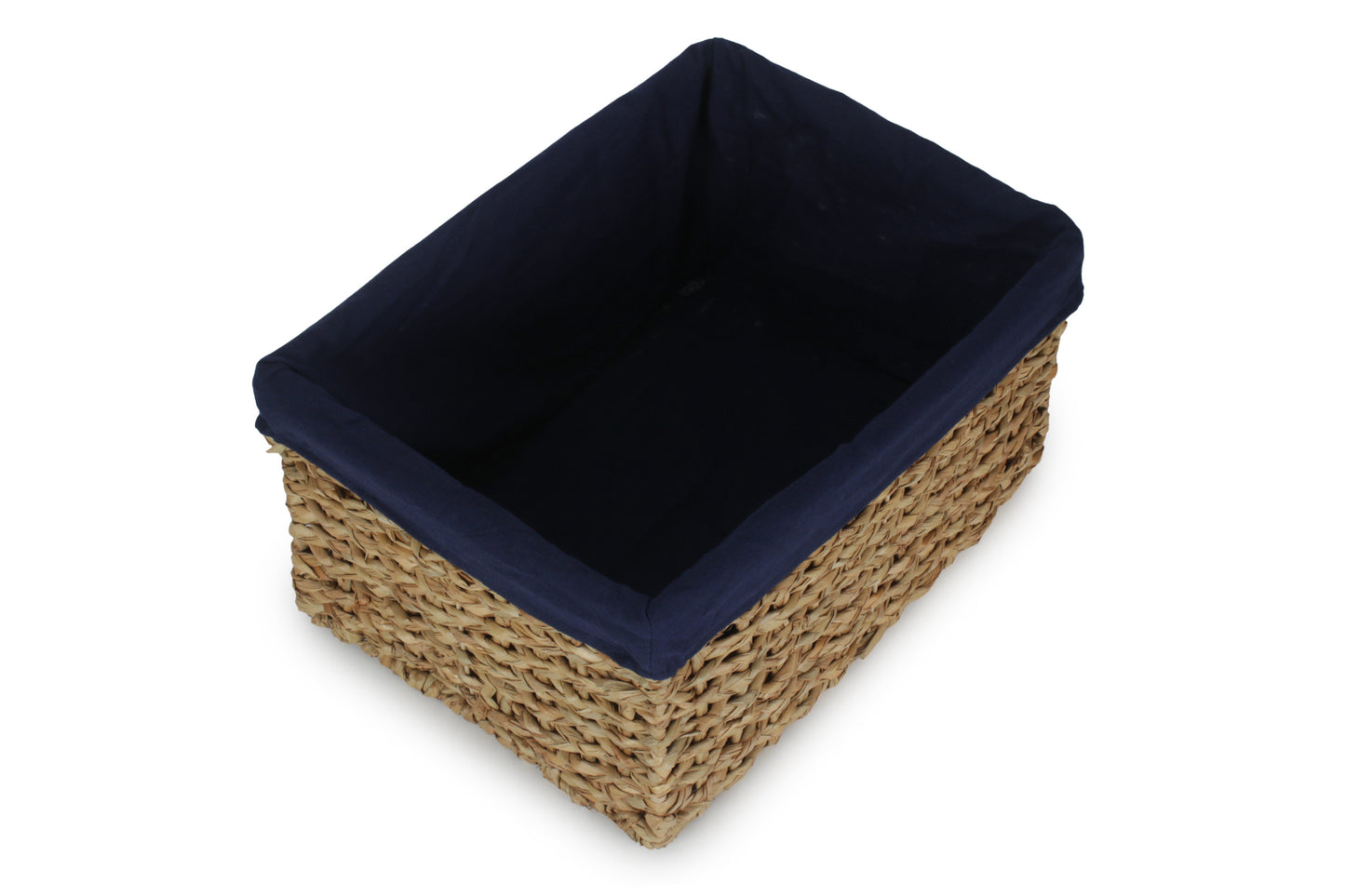 EXTRA LARGE THATCH GRASS STORAGE BASKET with NAVY BLUE LINING