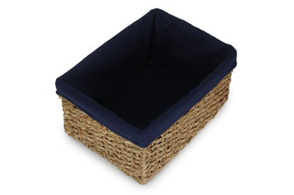 EXTRA LARGE THATCH GRASS STORAGE BASKET with NAVY BLUE LINING