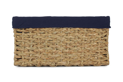 EXTRA LARGE THATCH GRASS STORAGE BASKET with NAVY BLUE LINING