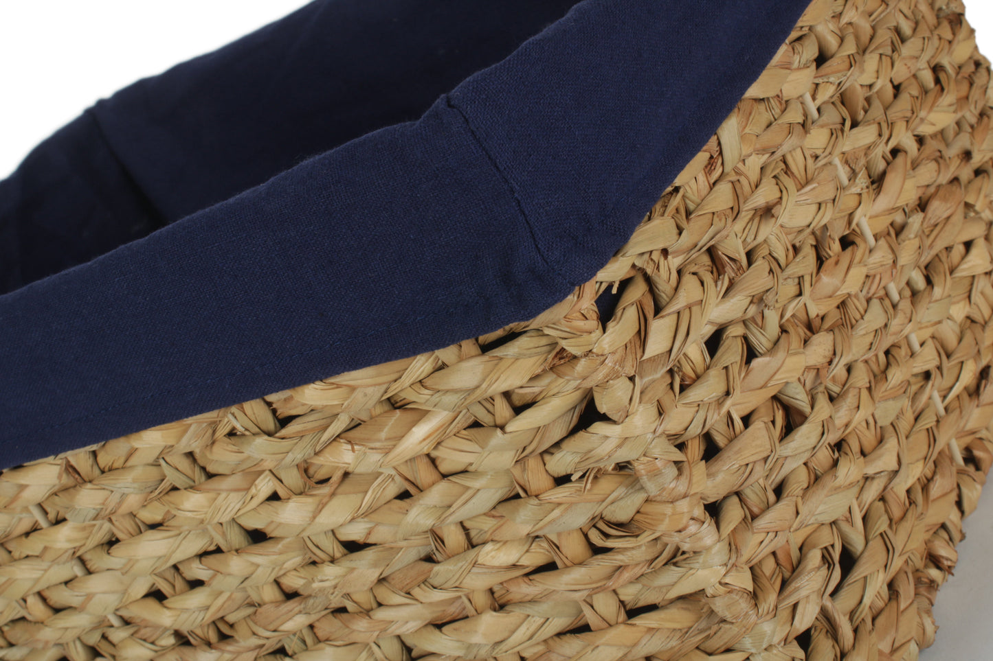 EXTRA LARGE THATCH GRASS STORAGE BASKET with NAVY BLUE LINING