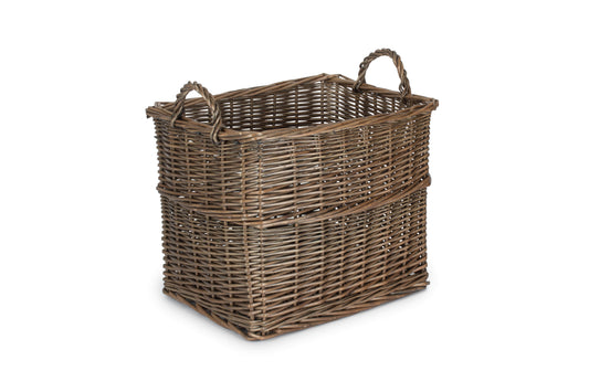 MEDIUM RECTANGULAR WICKER LOG / STORAGE BASKET - UNLINED