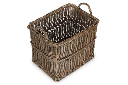 MEDIUM RECTANGULAR WICKER LOG / STORAGE BASKET - UNLINED