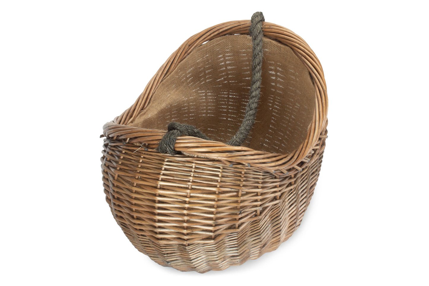 ANTIQUE WASH ROPE HANDLED CARRYING BASKET