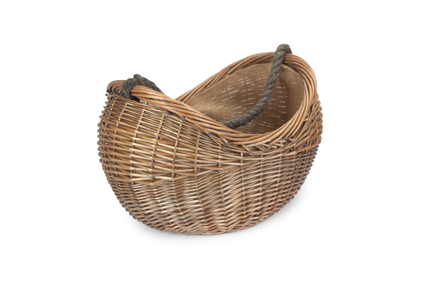 ANTIQUE WASH ROPE HANDLED CARRYING BASKET