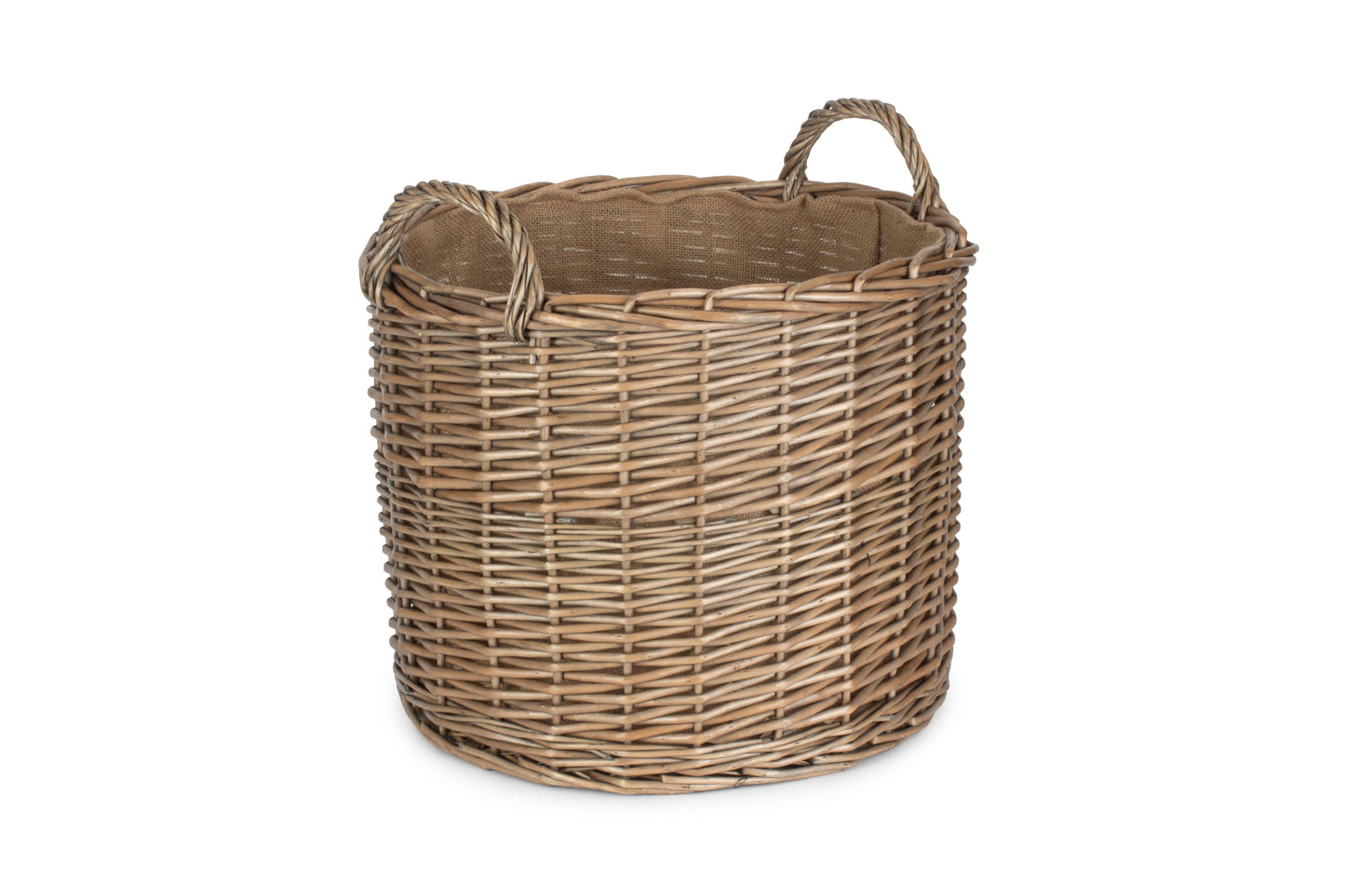 LARGE ROUND STRAIGHT-SIDED WICKER LOG / STORAGE BASKET