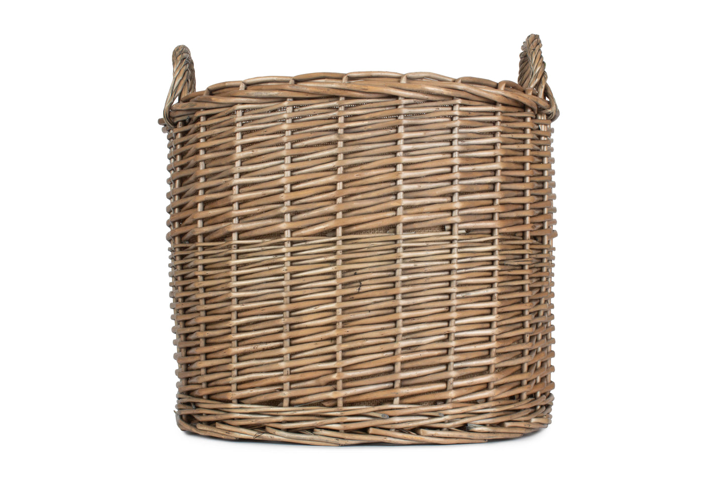 LARGE ROUND STRAIGHT-SIDED WICKER LOG / STORAGE BASKET