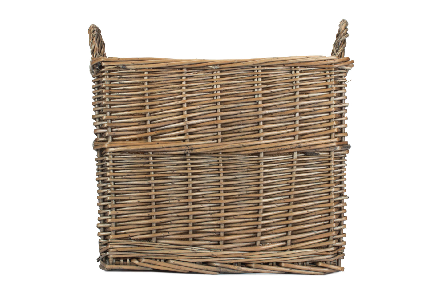 SMALL RECTANGULAR LINED WICKER LOG / STORAGE BASKET
