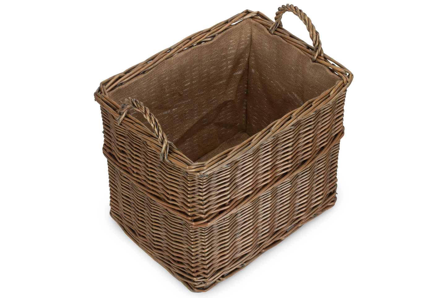 MEDIUM RECTANGULAR LINED WICKER LOG / STORAGE BASKET