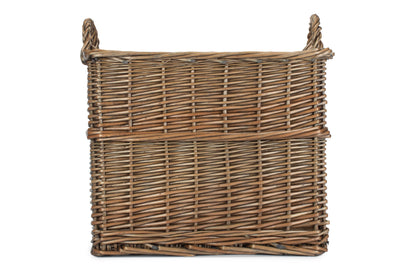 MEDIUM RECTANGULAR LINED WICKER LOG / STORAGE BASKET