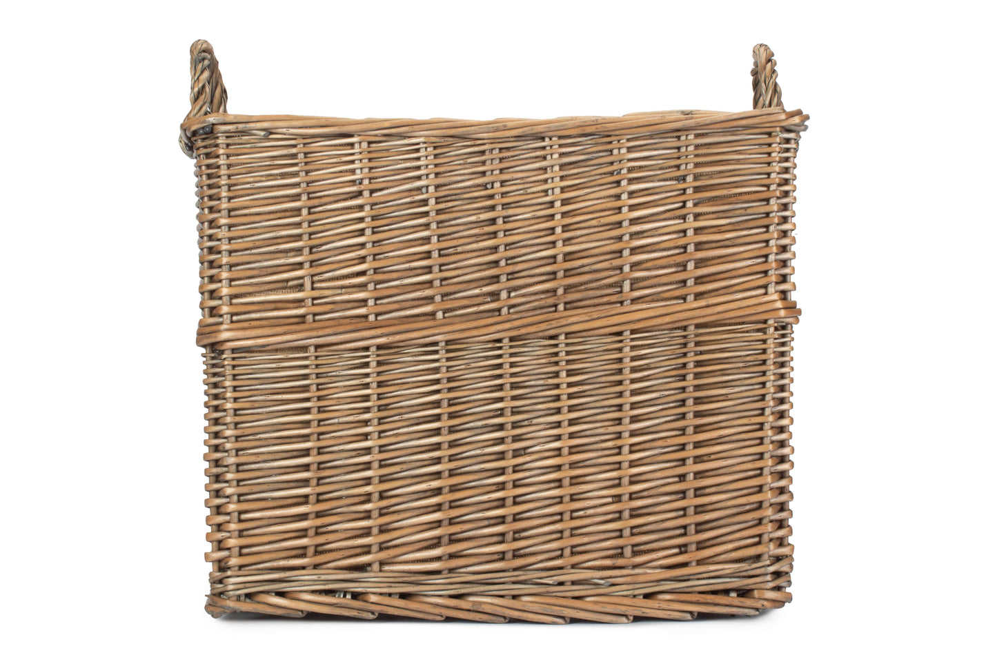 LARGE RECTANGULAR LINED WICKER LOG / STORAGE BASKET
