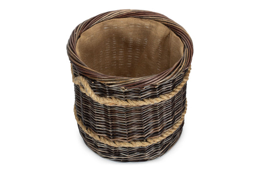 MEDIUM ROUND HERITAGE LOG BASKET with HESSIAN LINING
