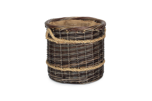 MEDIUM ROUND HERITAGE LOG BASKET with HESSIAN LINING