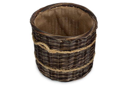 LARGE ROUND HERITAGE LOG BASKET with HESSIAN LINING