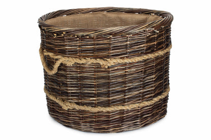 EXTRA LARGE ROUND HERITAGE LOG BASKET with HESSIAN LINING