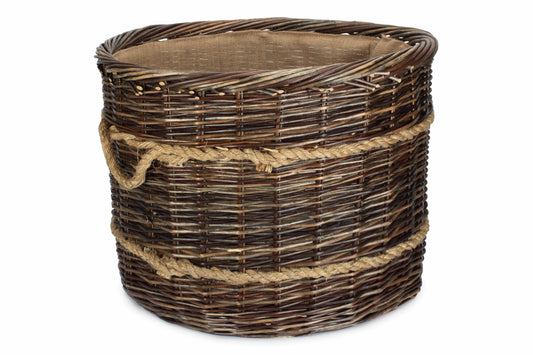 EXTRA LARGE ROUND HERITAGE LOG BASKET with HESSIAN LINING