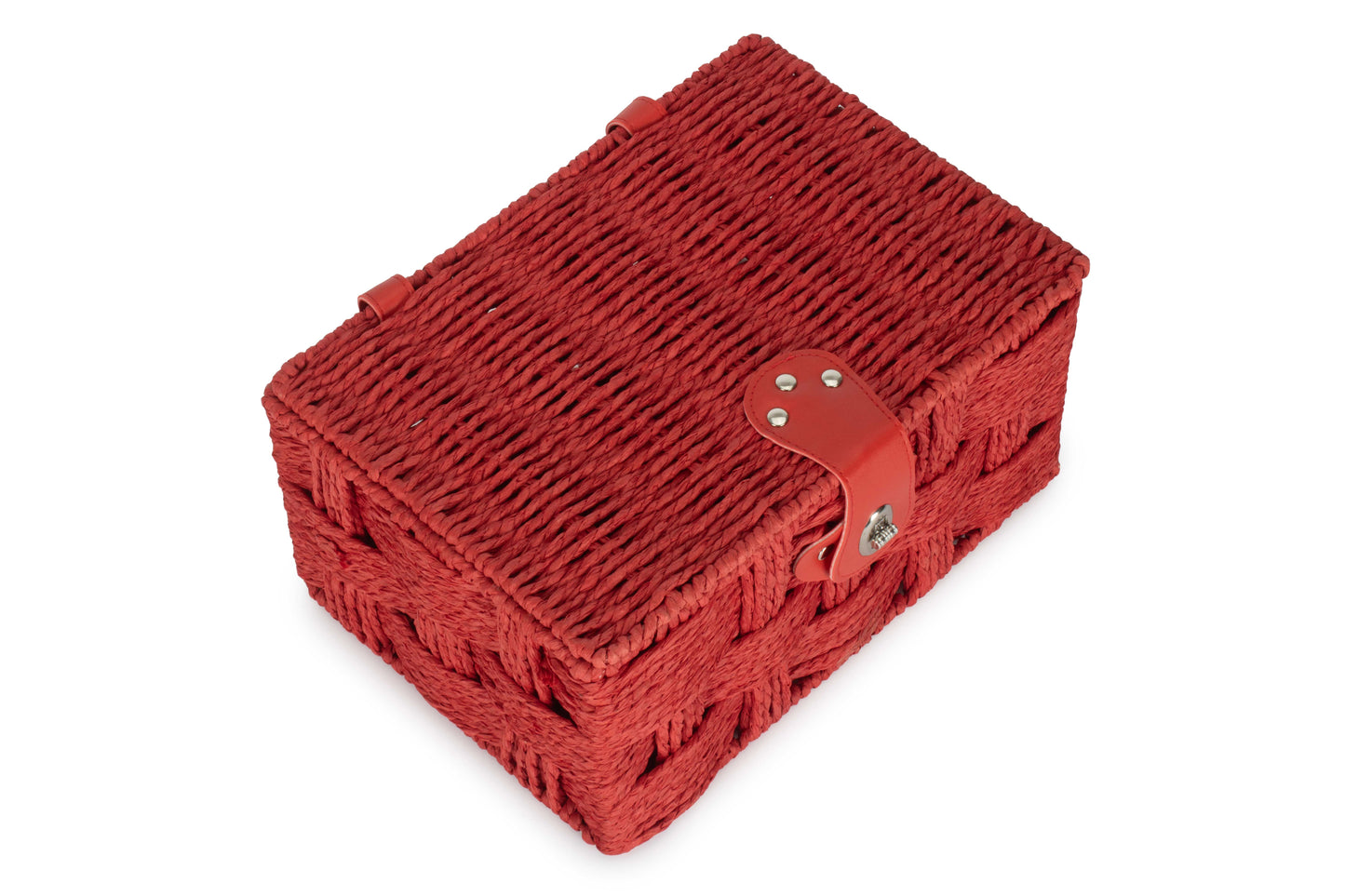 SMALL RED PAPER ROPE HAMPER