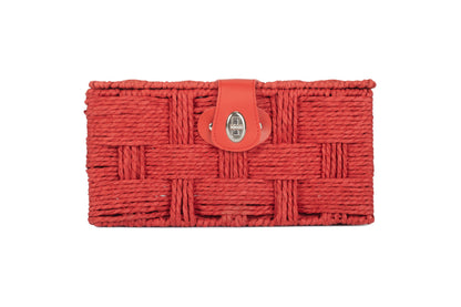 SMALL RED PAPER ROPE HAMPER