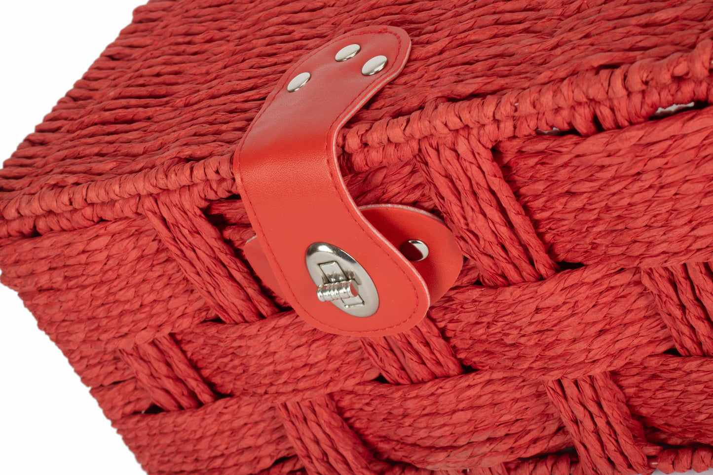 SMALL RED PAPER ROPE HAMPER