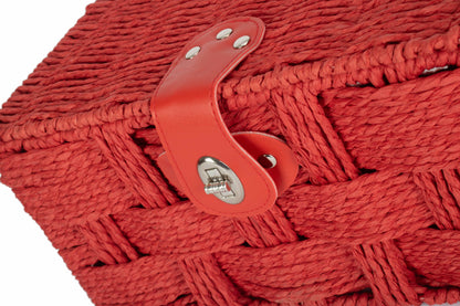 SMALL RED PAPER ROPE HAMPER