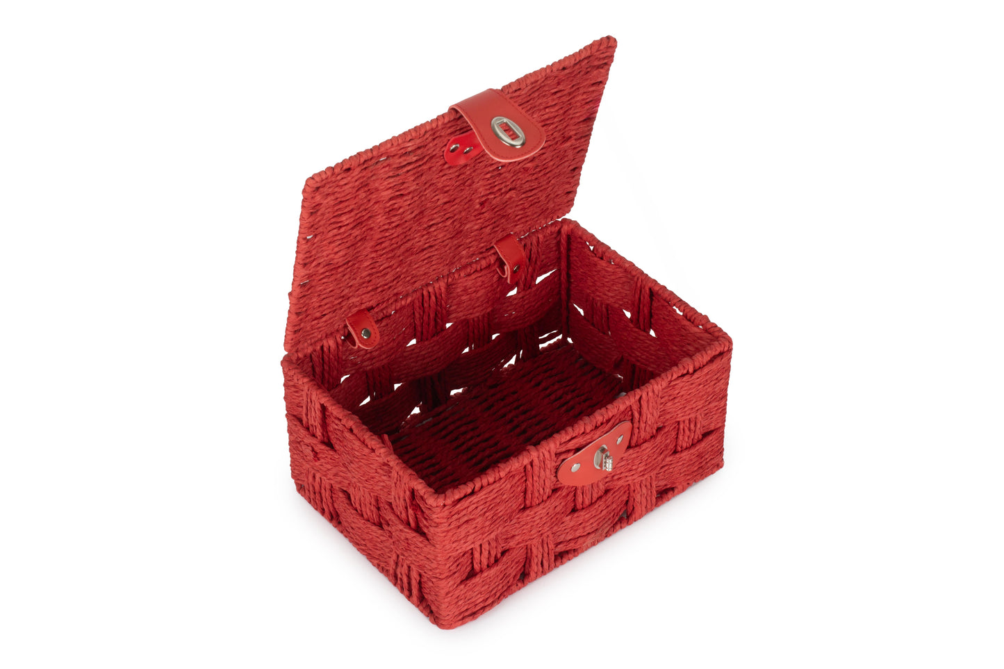 SMALL RED PAPER ROPE HAMPER