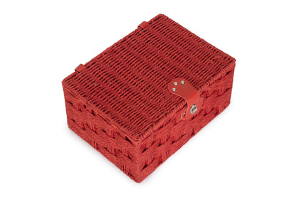 MEDIUM RED PAPER ROPE HAMPER