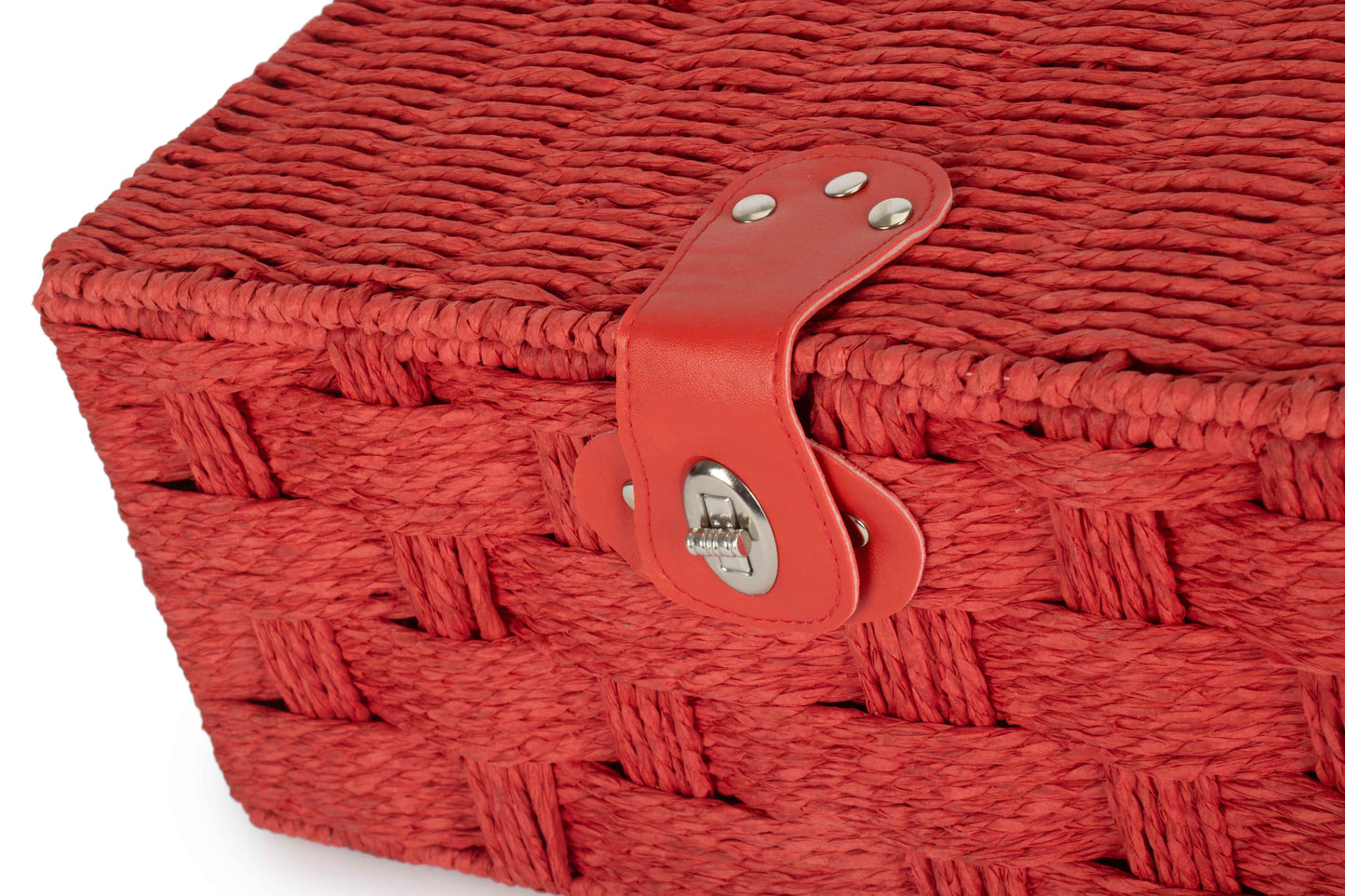 MEDIUM RED PAPER ROPE HAMPER