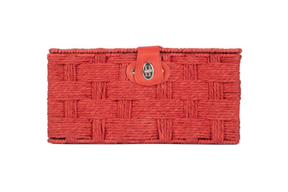 MEDIUM RED PAPER ROPE HAMPER