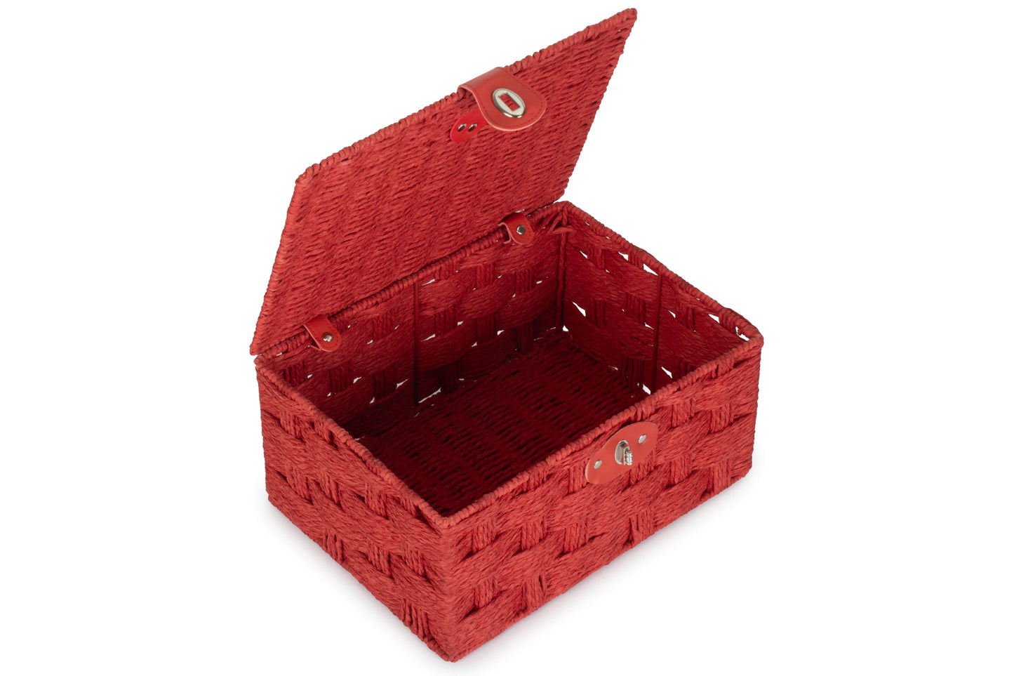 MEDIUM RED PAPER ROPE HAMPER