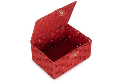 MEDIUM RED PAPER ROPE HAMPER