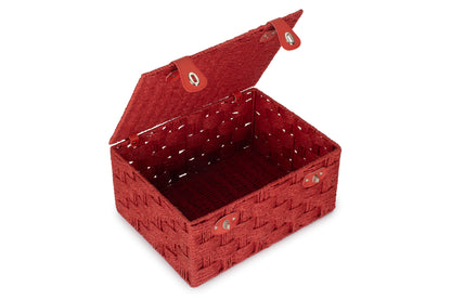 EXTRA LARGE RED PAPER ROPE HAMPER