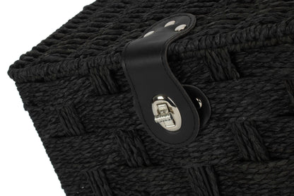 SMALL BLACK PAPER ROPE HAMPER