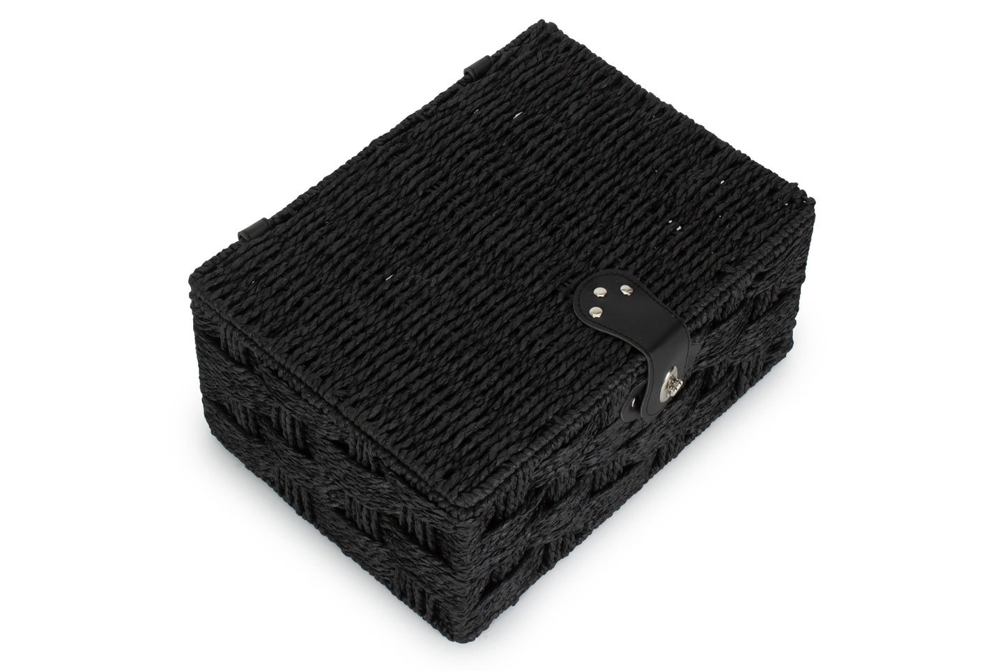 MEDIUM BLACK PAPER ROPE HAMPER