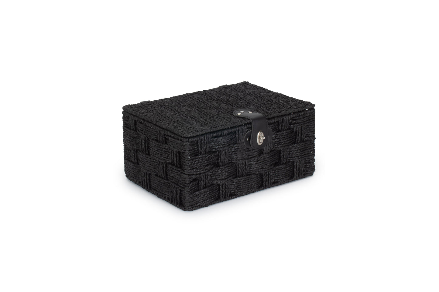 MEDIUM BLACK PAPER ROPE HAMPER