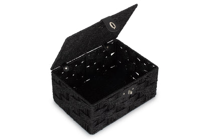 MEDIUM BLACK PAPER ROPE HAMPER