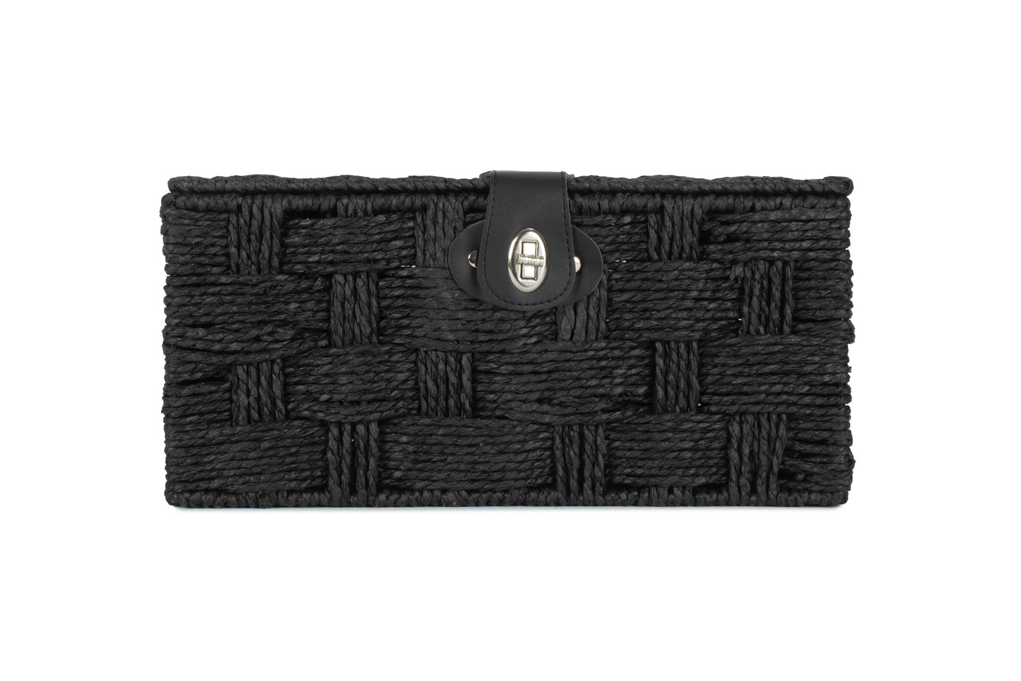 MEDIUM BLACK PAPER ROPE HAMPER