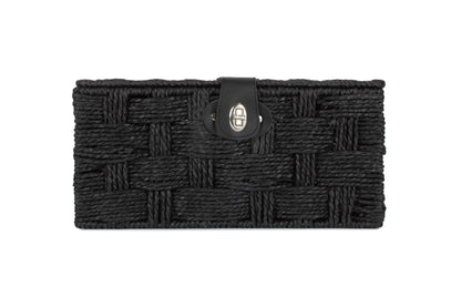 MEDIUM BLACK PAPER ROPE HAMPER