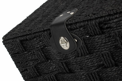 MEDIUM BLACK PAPER ROPE HAMPER