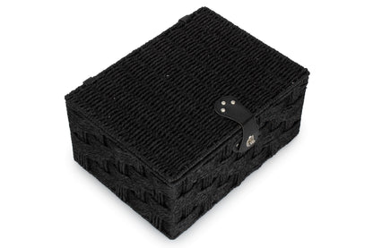 LARGE BLACK PAPER ROPE HAMPER
