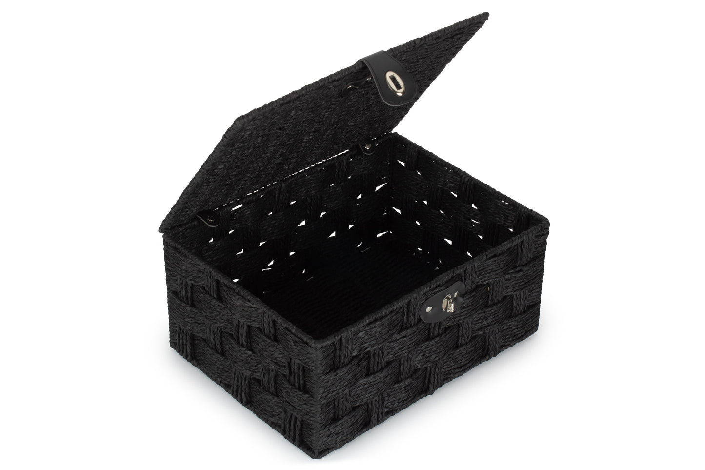 LARGE BLACK PAPER ROPE HAMPER
