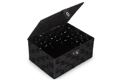 LARGE BLACK PAPER ROPE HAMPER