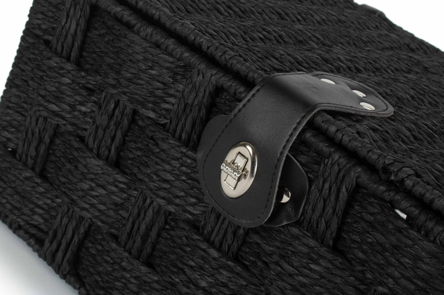 LARGE BLACK PAPER ROPE HAMPER