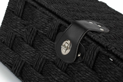 LARGE BLACK PAPER ROPE HAMPER