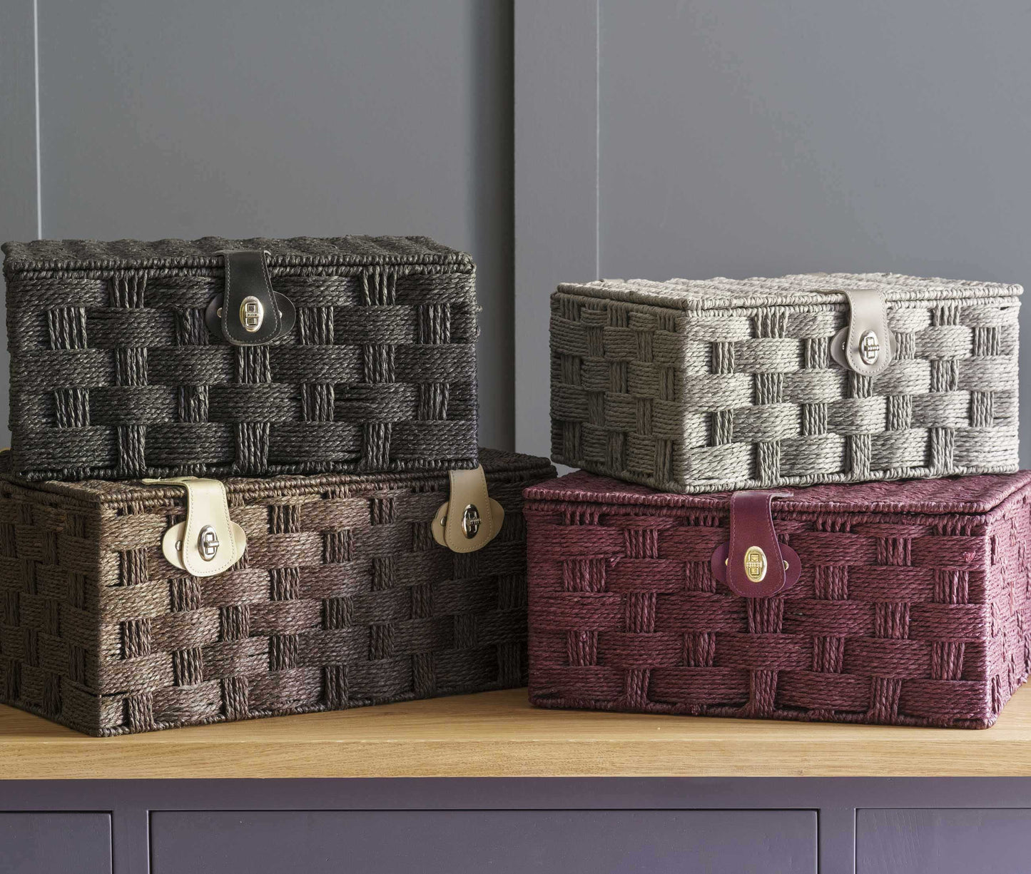 MEDIUM GREY PAPER ROPE HAMPER